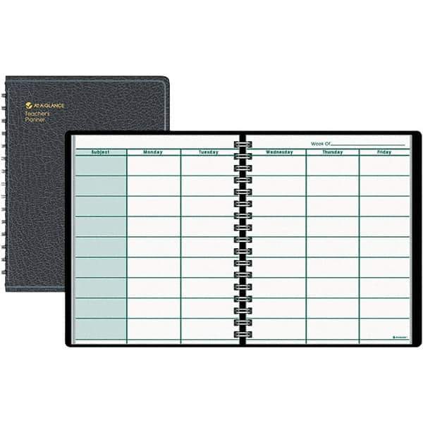 AT-A-GLANCE - 52 Sheet, 8-1/2 x 10-7/8", Teacher's Planner - Black - Industrial Tool & Supply