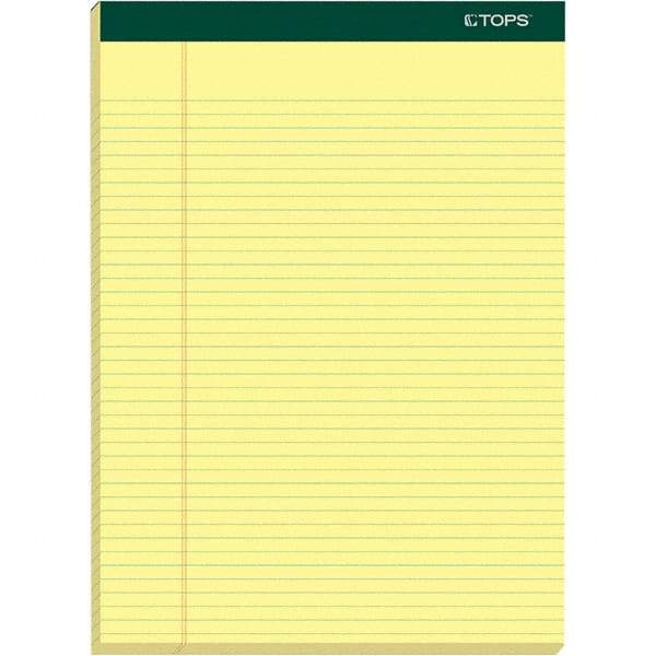 TOPS - 100 Sheet, 8-1/2 x 11-3/4", Narrow Writing Pad - Canary - Industrial Tool & Supply