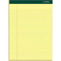 TOPS - 100 Sheet, 8-1/2 x 11-3/4", Narrow Writing Pad - Canary - Industrial Tool & Supply