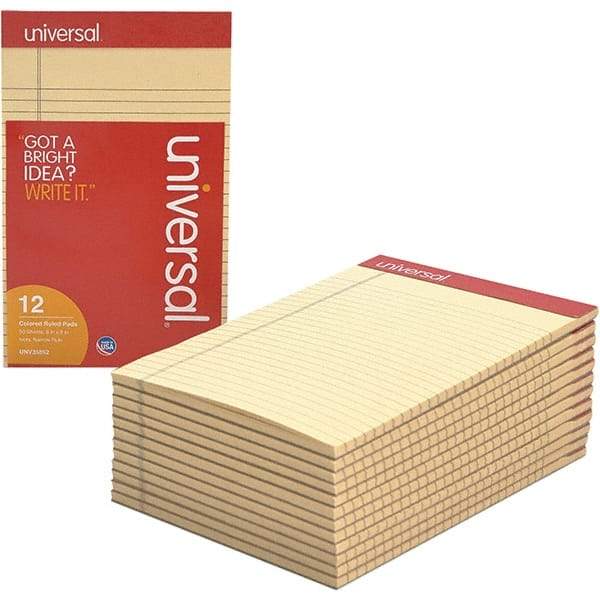 UNIVERSAL - 50 Sheet, 5 x 8", Narrow Note Pad - Ivory - Industrial Tool & Supply