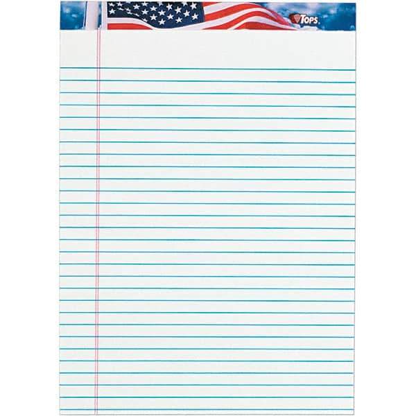 TOPS - 50 Sheet, 8-1/2 x 11-3/4", Legal/Wide (Style) Writing Pad - Red, White & Blue - Industrial Tool & Supply