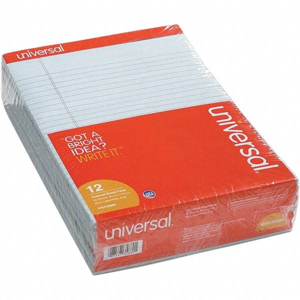 UNIVERSAL - 50 Sheet, 8-1/2 x 11", Legal (Style) Note Pad - Blue - Industrial Tool & Supply