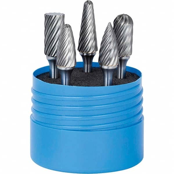 SGS Pro - Burr Sets Head Shape: Ball Nose Cone; Ball Nose Cylinder; Ball Nose Tree; Cylinder w/Endcut; Pointed Tree Tooth Style: Double Cut - Industrial Tool & Supply
