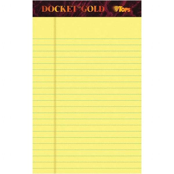 TOPS - 50 Sheet, 5 x 8", Narrow Writing Pad - Canary - Industrial Tool & Supply