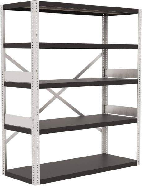 Valley Craft - 4 Shelf Starter Open Steel Shelving - 10,000 Lb Capacity, 60" Wide x 72" High x 24" Deep, Gray - Industrial Tool & Supply
