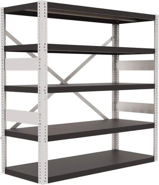 Valley Craft - 4 Shelf Starter Open Steel Shelving - 10,000 Lb Capacity, 60" Wide x 60" High x 24" Deep, Gray - Industrial Tool & Supply