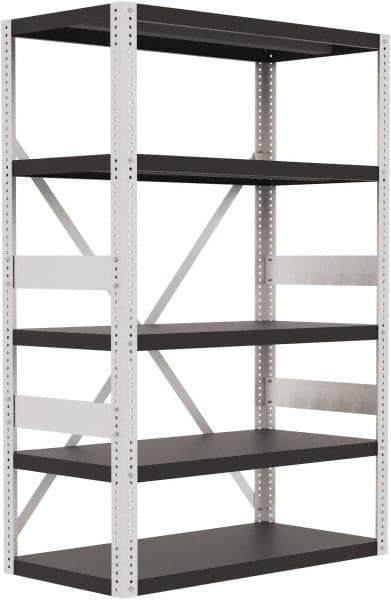 Valley Craft - 4 Shelf Starter Open Steel Shelving - 10,000 Lb Capacity, 48" Wide x 72" High x 24" Deep, Gray - Industrial Tool & Supply