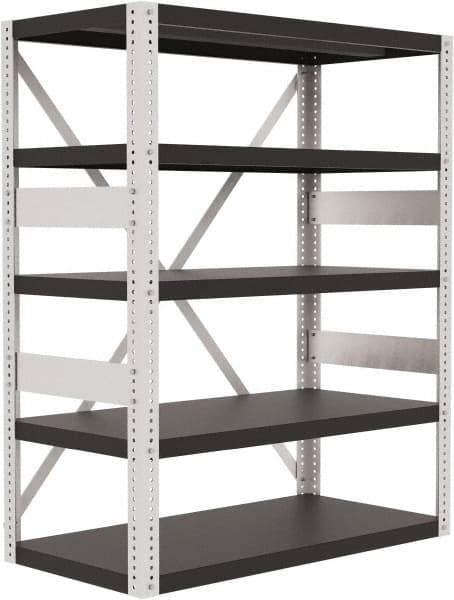 Valley Craft - 4 Shelf Starter Open Steel Shelving - 10,000 Lb Capacity, 48" Wide x 60" High x 24" Deep, Gray - Industrial Tool & Supply