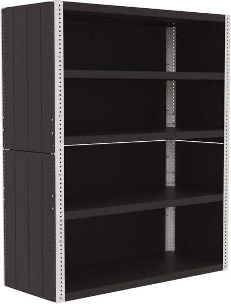 Valley Craft - 4 Shelves, 10,000 Lb Capacity, Enclosed Shelving - 60" Wide x 24" Deep x 72" High, Gray - Industrial Tool & Supply