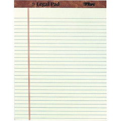 TOPS - 50 Sheet, 8-1/2 x 11-3/4", Legal/Wide (Style) Legal Pad - Green Tint - Industrial Tool & Supply