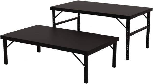 Valley Craft - 48 Wide x 84" Deep x 28" High, Steel Work Table - 14 Gauge Stainless Steel Top, Adjustable Height Legs, Gray - Industrial Tool & Supply