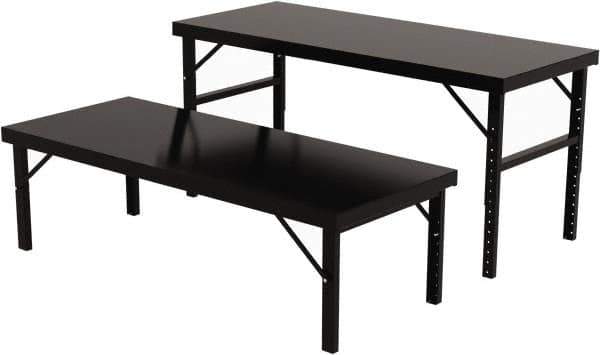 Valley Craft - 34 Wide x 84" Deep x 28" High, Steel Work Table - 14 Gauge Stainless Steel Top, Adjustable Height Legs, Gray - Industrial Tool & Supply