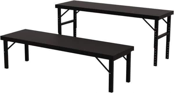 Valley Craft - 28 Wide x 96" Deep x 28" High, Steel Work Table - 14 Gauge Stainless Steel Top, Adjustable Height Legs, Gray - Industrial Tool & Supply