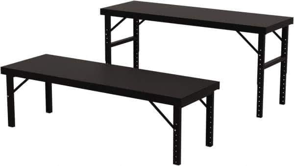 Valley Craft - 28 Wide x 84" Deep x 28" High, Steel Work Table - 14 Gauge Stainless Steel Top, Adjustable Height Legs, Gray - Industrial Tool & Supply