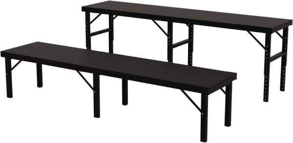 Valley Craft - 28 Wide x 120" Deep x 28" High, Steel Work Table - 14 Gauge Stainless Steel Top, Adjustable Height Legs, Gray - Industrial Tool & Supply