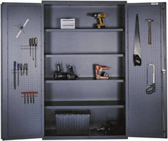 Valley Craft - 4 Shelf Pegboard Storage Cabinet - Steel, 48" Wide x 24" Deep x 78" High, Gray - Industrial Tool & Supply