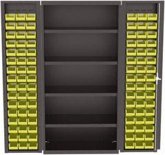 Valley Craft - 4 Shelf 96 Bin Storage Cabinet - Steel, 36" Wide x 24" Deep x 72" High, Gray - Industrial Tool & Supply