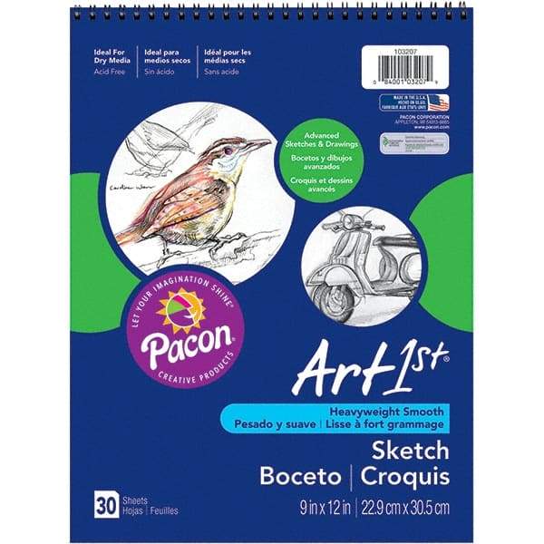 Pacon - 30 Sheet, 9 x 12", Sketch - White - Industrial Tool & Supply