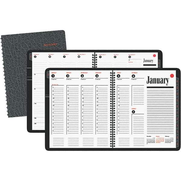 AT-A-GLANCE - 128 Sheet, 8-1/4 x 11", Weekly/Monthly Appointment Book - Black - Industrial Tool & Supply