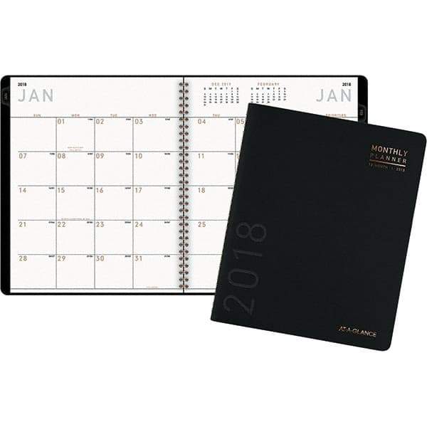 AT-A-GLANCE - 48 Sheet, 8-7/8 x 11", Monthly Planner - Black - Industrial Tool & Supply