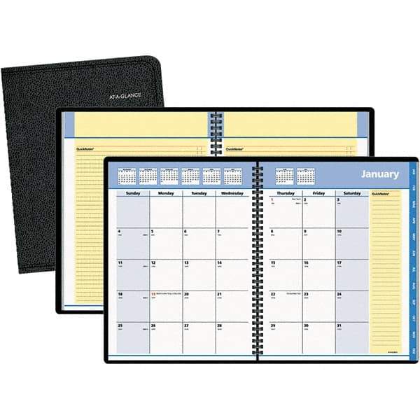 AT-A-GLANCE - 24 Sheet, 6-7/8 x 8-3/4", Monthly Planner - Black - Industrial Tool & Supply