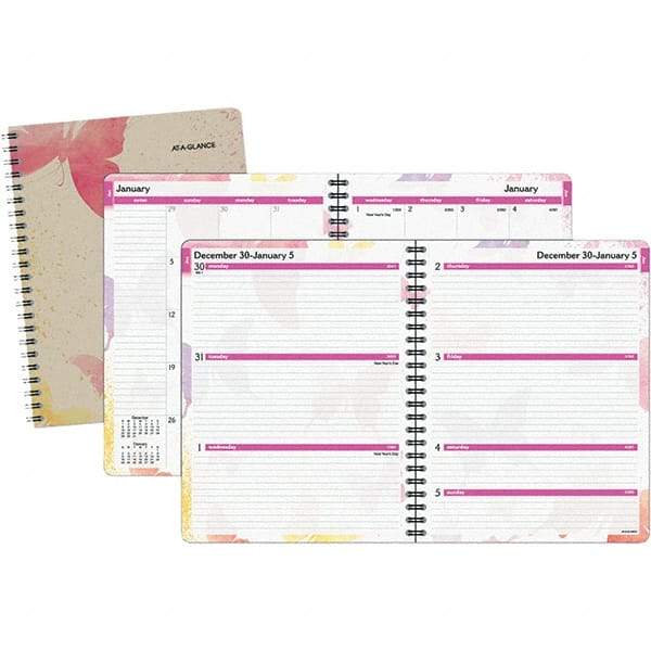 AT-A-GLANCE - 128 Sheet, 8-1/2 x 11", Weekly/Monthly Planner - Watercolors - Industrial Tool & Supply