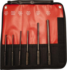 Mayhew - 6 Piece, 3 to 8mm, Pin & Pilot Punch Set - Hex Shank, Steel, Comes in Kit Bag - Industrial Tool & Supply