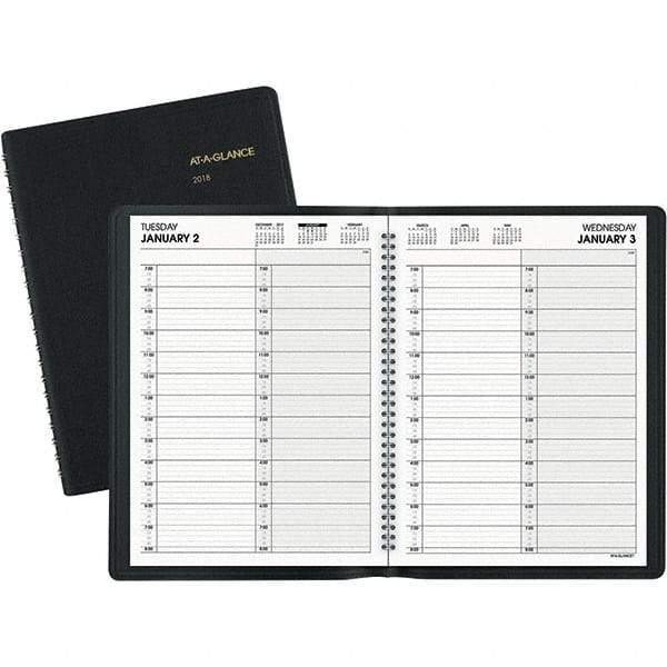 AT-A-GLANCE - 365 Sheet, 8 x 10-7/8", Appointment Book - Black - Industrial Tool & Supply