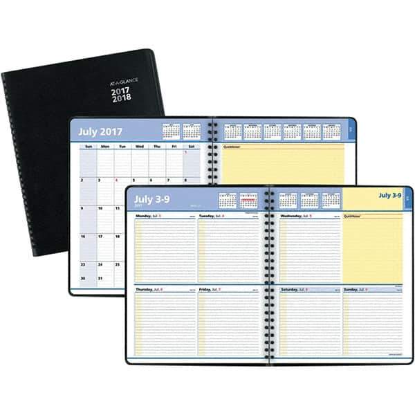 AT-A-GLANCE - 104 Sheet, 8 x 9-7/8", Weekly/Monthly Planner - Black - Industrial Tool & Supply