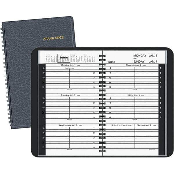 AT-A-GLANCE - 104 Sheet, 4-7/8 x 8", Weekly Appointment Book - Black - Industrial Tool & Supply