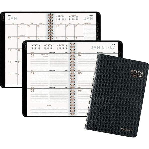 AT-A-GLANCE - 128 Sheet, 4-7/8 x 8", Weekly/Monthly Planner - Graphite - Industrial Tool & Supply