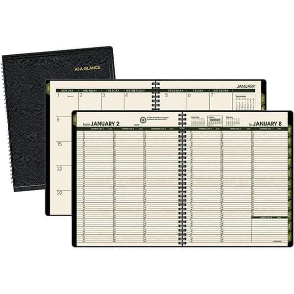AT-A-GLANCE - 128 Sheet, 6-7/8 x 8", Weekly/Monthly Appointment Book - Black - Industrial Tool & Supply