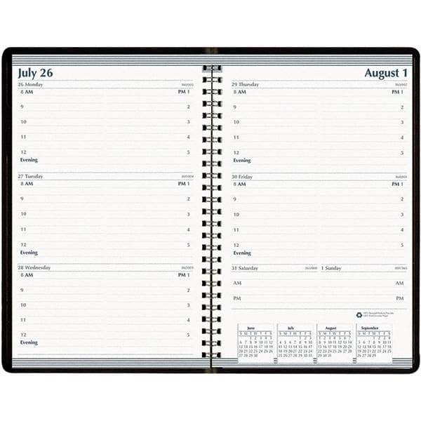 House of Doolittle - 104 Sheet, 5 x 8", Weekly Appointment Book - Black - Industrial Tool & Supply