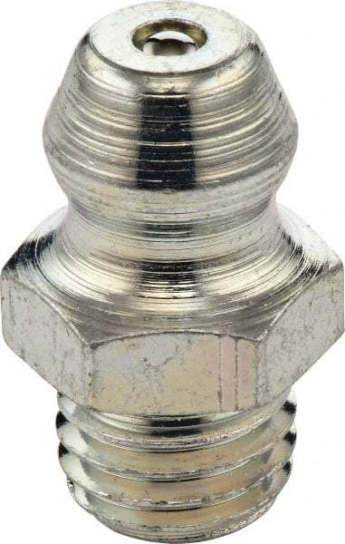 Umeta - Straight Head Angle, M6x1 Metric Stainless Steel Standard Grease Fitting - 7mm Hex, 13.5mm Overall Height, 4mm Shank Length - Industrial Tool & Supply