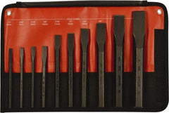 Mayhew - 10 Piece Cold Chisel Set - Hot Forged Carbon Steel, Sizes Included 1/4 to 1" - Industrial Tool & Supply