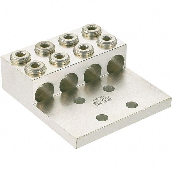 Panduit - 2 AWG Noninsulated Lug Connection Square Ring Terminal - 1/2" Stud, 5-1/2" OAL x 5.31" Wide, Tin Plated Aluminum Contact - Industrial Tool & Supply