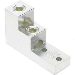 Panduit - 2 AWG Noninsulated Lug Connection Square Ring Terminal - 3/8" Stud, 4.91" OAL x 1-1/2" Wide, Tin Plated Aluminum Contact - Industrial Tool & Supply