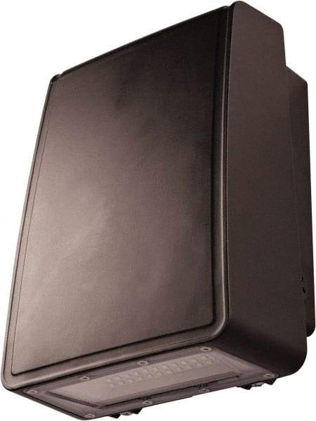 Philips - 50 Watt, 1,400 Lumen, 4,000°K, 120-277 Volt, LED Wall Pack Light Fixture - Patterned Polycarbonate Lens, Aluminum Housing, Bronze (Color), Wall Mount, 5.02" Deep x 10.22" High x 7.79" Wide - Industrial Tool & Supply