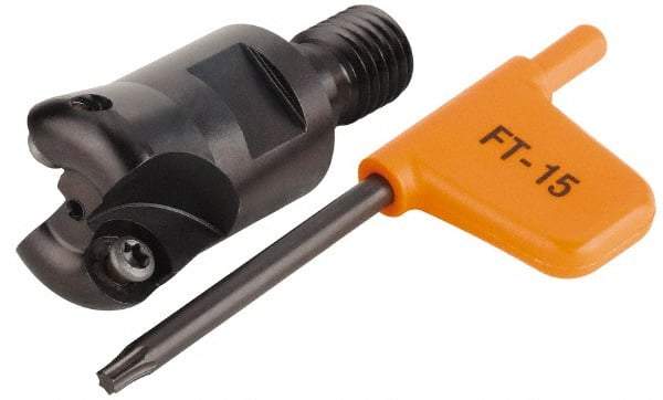 Kennametal - 19.05mm Cutting Diam, 3/4" Max Depth of Cut, Modular Connection Indexable Copy End Mill - 2 Inserts, RDHX 1003M0S Insert, KDM Toolholder - Industrial Tool & Supply