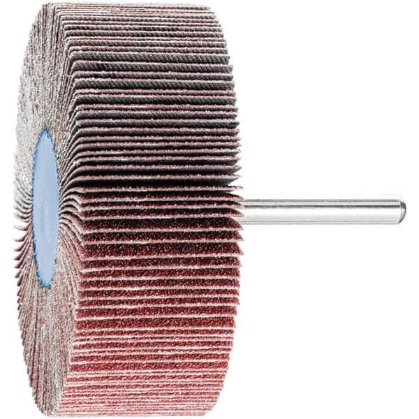 PFERD - 3" Diam x 1" Face Width, Aluminum Oxide Coated Mounted Flap Wheel - 1/4" Shank Mount, 80 Grit, 20,000 Max RPM - Industrial Tool & Supply