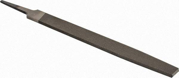 PFERD - 8" Long, Second Cut, Flat American-Pattern File - Single, Double Cut, 0.22" Overall Thickness, Tang - Industrial Tool & Supply