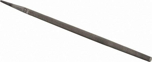 PFERD - 12" Long, Smooth Cut, Round American-Pattern File - Single Cut, 1/2" Overall Thickness, Tang - Industrial Tool & Supply