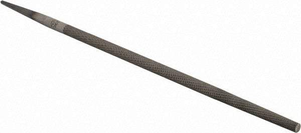 PFERD - 10" Long, Smooth Cut, Round American-Pattern File - Single Cut, 0.38" Overall Thickness, Tang - Industrial Tool & Supply