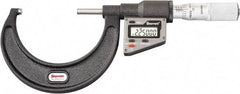 Starrett - 50.8 to 76 mm Range, 0.0001" Resolution, Standard Throat, Electronic Outside Micrometer - 0.0001" Accuracy, Friction Thimble, Micro Lapped Carbide Face, CR2450 Battery, Includes 3V Battery - Industrial Tool & Supply