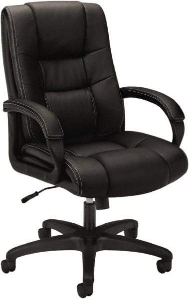 Basyx - 45-1/2" High Executive Chair - 28" Wide x 40" Deep, Vinyl Seat, Black - Industrial Tool & Supply