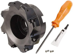 Kennametal - 5" Cut Diam, 1-1/2" Arbor Hole, 3.23mm Max Depth of Cut, 45° Indexable Chamfer & Angle Face Mill - 8 Inserts, HNGJ 0604... Insert, Right Hand Cut, 8 Flutes, Through Coolant, Series Dodeka Mini - Industrial Tool & Supply