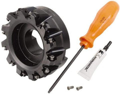 Kennametal - 4" Cut Diam, 1-1/2" Arbor Hole, 3.23mm Max Depth of Cut, 45° Indexable Chamfer & Angle Face Mill - 12 Inserts, HNGJ 0604... Insert, Right Hand Cut, 12 Flutes, Through Coolant, Series Dodeka Mini - Industrial Tool & Supply