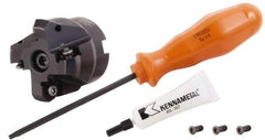 Kennametal - 1" Cut Diam, 1/2" Arbor Hole, 3.23mm Max Depth of Cut, 45° Indexable Chamfer & Angle Face Mill - 4 Inserts, HNGJ 0604... Insert, Right Hand Cut, 4 Flutes, Through Coolant, Series Dodeka Mini - Industrial Tool & Supply