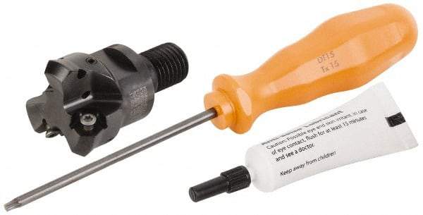 Kennametal - 45° Lead Angle, 39.93mm Max Cut Diam, 1-1/4" Min Cut Diam, 3.23mm Max Depth of Cut, Indexable Chamfer & Angle End Mill - 3 Inserts, HNGJ 0604ANENLD Insert Style, 62.61mm OAL, Through Coolant, Modular Connection - Industrial Tool & Supply