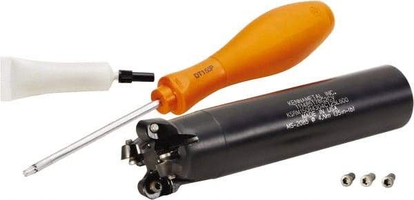 Kennametal - 1-1/2" Cutting Diam, 1-1/4" Shank Diam, 1-1/2" Max Depth of Cut, Straight Shank Indexable Copy End Mill - 4 Inserts, RP.T 43.. Insert, KSRM Toolholder, Through Coolant - Industrial Tool & Supply